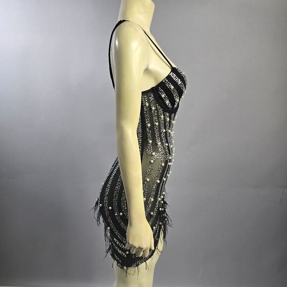 Queen Mania Small Black and Silver Beaded Dress R8 - Picture 6 of 9